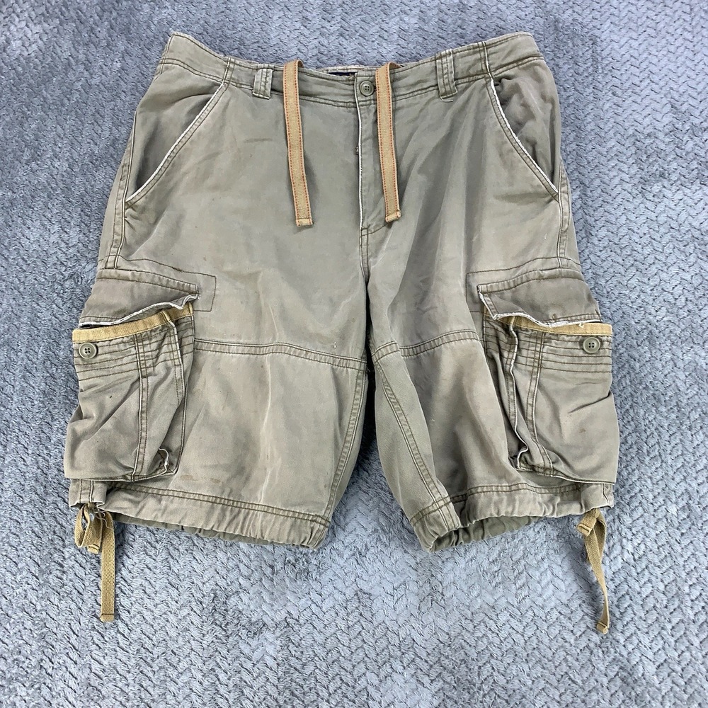 NOBO No Boundaries Cargo Shorts Men's 38 Olive Green Baggy Drawstring Skater Y2K